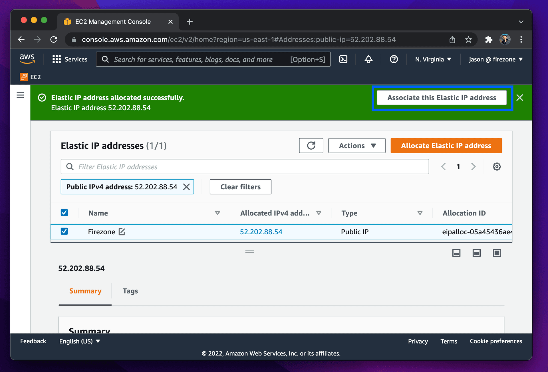 allocate elastic ip